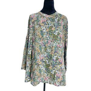 J. Jill Size 3X  Top Blouse Plus Sized Floral Tunic Long Sleeve